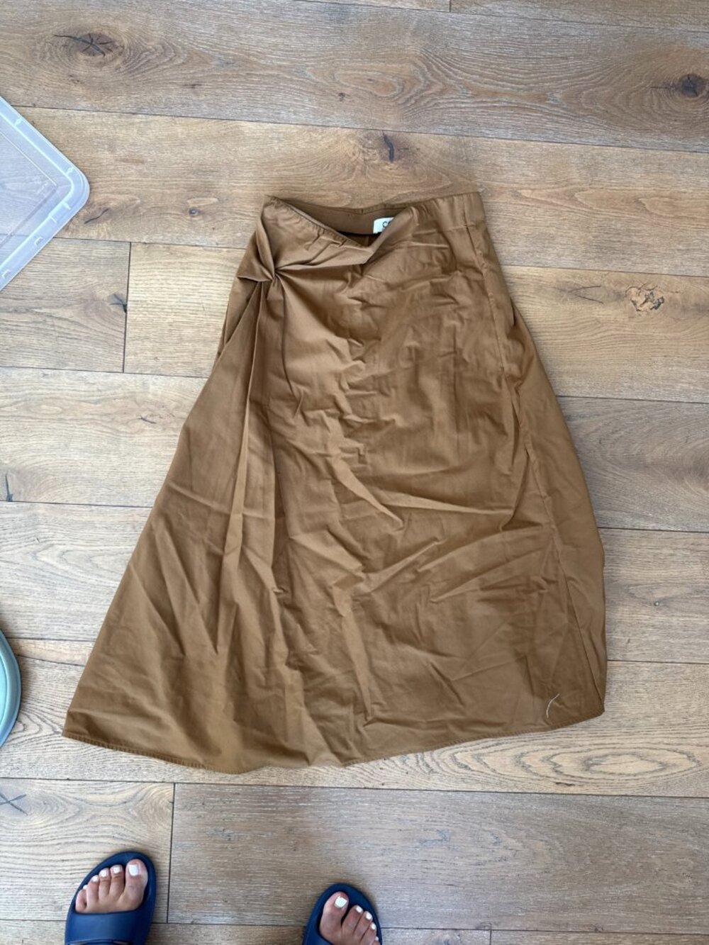 COS Tan Midi Skirt Twist Waist A Line Size S